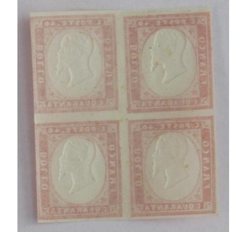 1860 Sardinia block of 4  stamps. Never used.